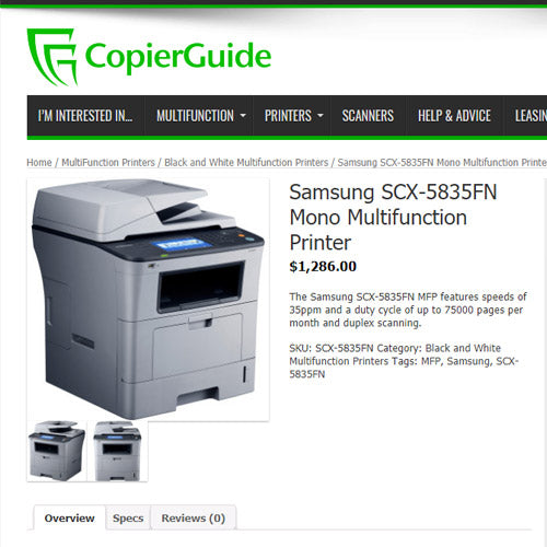 Samsung SCX-5835FN Monochrome Multifunction Laser Printer Copier Scanner Fax