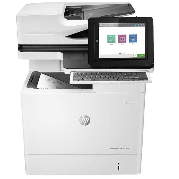 Absolute Toner HP LaserJet Managed Flow MFP E62565h Large Commercial Desktop (Optional Cabinet) Monochrome Multifunctional Printer Copier Scanner With Large LCD, 1 Large Paper Tray, Bypass Showroom Monochrome Copiers