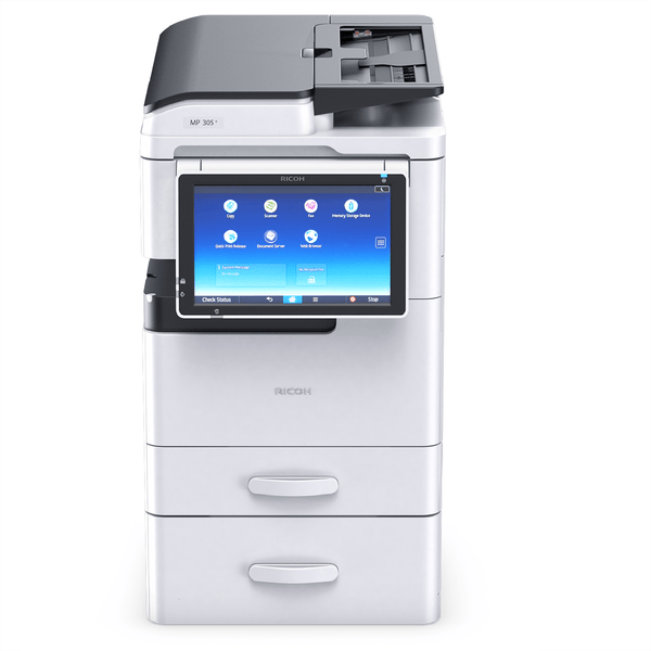 Absolute Toner Ricoh MP 305+ SPF Desktop Commercial Monochrome B/W Multifunction Laser Printer Copier Scanner With Large LCD For Business Showroom Monochrome Copiers