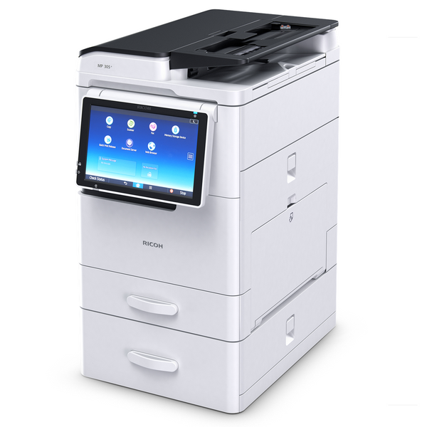 $17.95/Month Ricoh MP 305+ SPF Desktop Commercial Monochrome Multifunction Laser Printer Copier Scanner Facsimile With Large LCD For Office