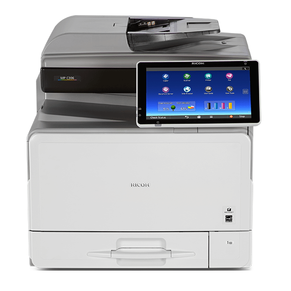 Absolute Toner $29/Month Ricoh MP C306 Color Laser Multifunction Printer Copier Scanner, Facsimile With Large LCD Touch Screen For Business Showroom Color Copiers