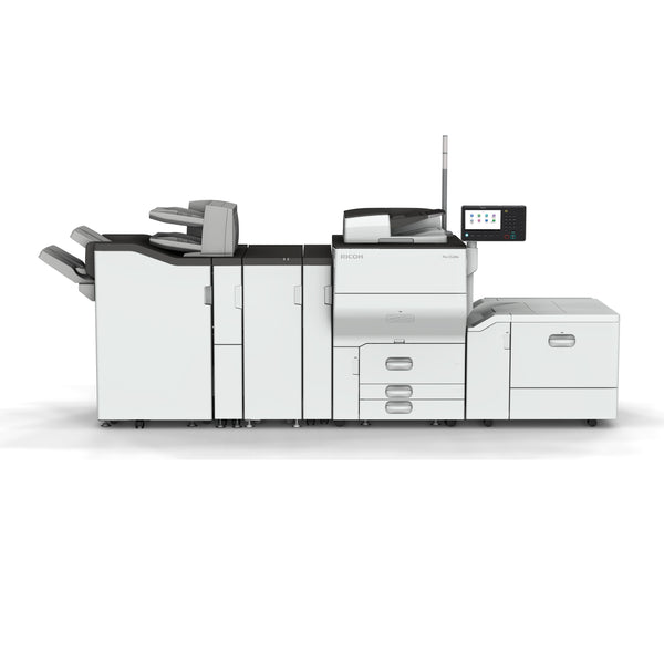 $165.33/Month VERY LOW PAGE COUNT Ricoh Pro C5200S With TRIPLE-CASSETTE(3) and 1200dip Print Resolution Multifunction Business Printer/Copier/Scanner/Fax Machine with ADVANCED FINISHER 3-HOLE PUNCH and SADDLE STITCHING