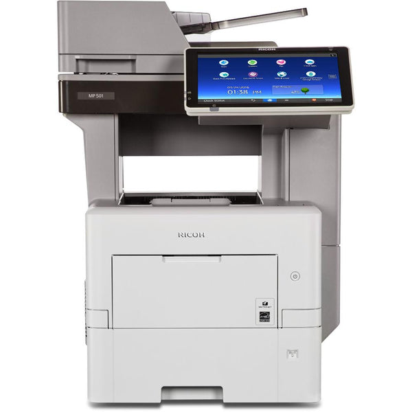 Absolute Toner $25/Month Ricoh MP 501 SPF Monochrome Multifunction Laser Printer Copier Scanner With Large LCD Touch Screen, 50 PPM For Office Use Showroom Monochrome Copiers