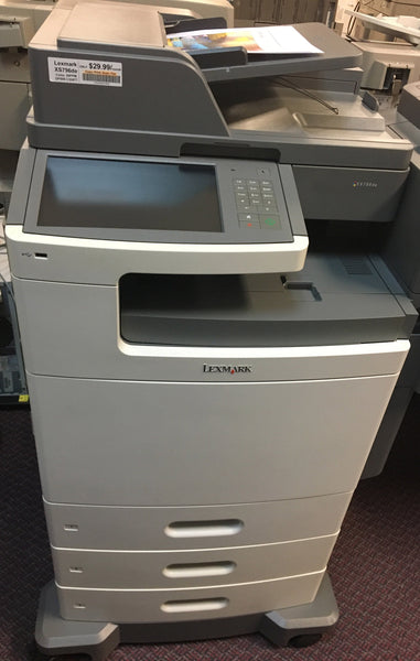 Absolute Toner REPOSSESSED Lexmark XS796de Multifunction Color Copier Printer Scanner Fax Finisher Large Colur LCD panel Office Copiers In Warehouse