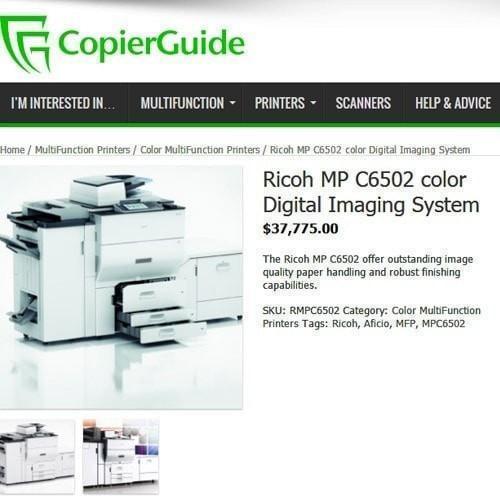 Absolute Toner MP C6502 Color Laser High Speed 65 PPM Printer Copier Scanner 12x18 Office Copiers In Warehouse